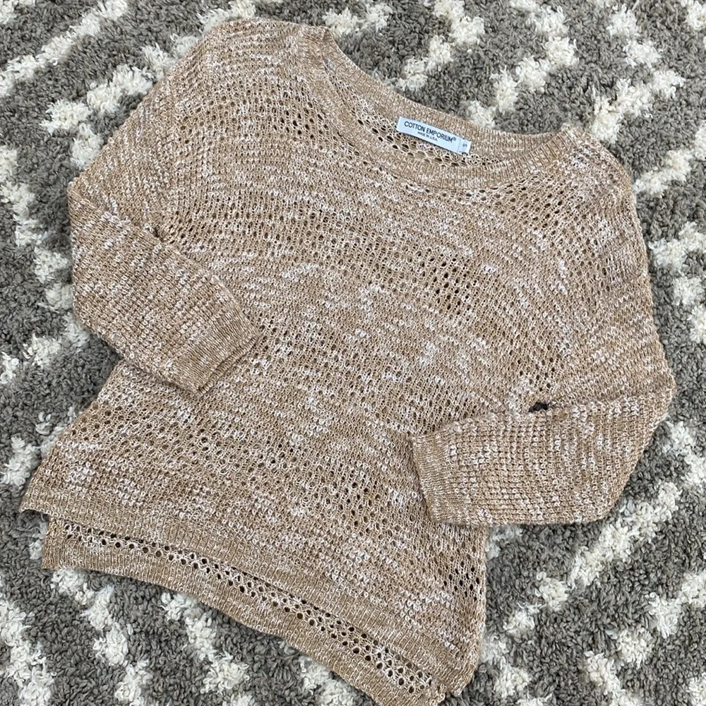 Knit Sweater size small beige layering cozy fall cotton emporium